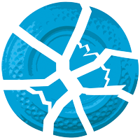 zerschossene Wurfscheibe in Cyan