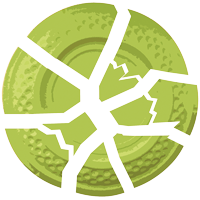 zerschossene Wurfscheibe in hellgrün