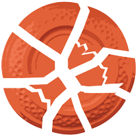 zerschossene Wurfscheibe in orange