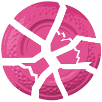 zerschossene Wurfscheibe in pink