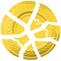 zerschossene Wurfscheibe in gelb